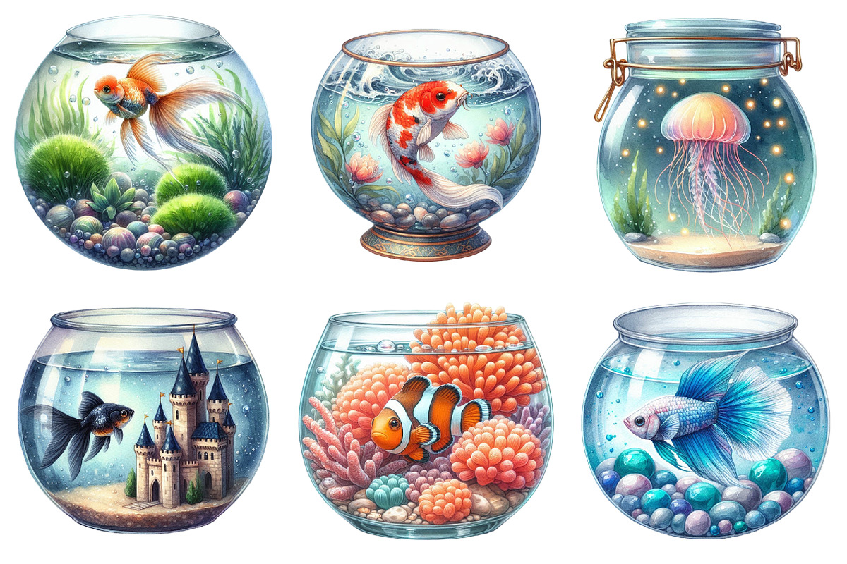 Fish in Glass Bowl PNG, an Illustration by SinaCreation (Photo 3 of 5)