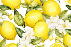 Seamless lemon watercolor pattern, a Nature Photo by Neirfy