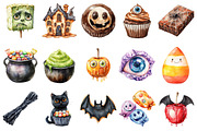 Watercolor Halloween Sweets Clipart, an Illustration by Daily.Designs (Thumbnail 3 of 3)