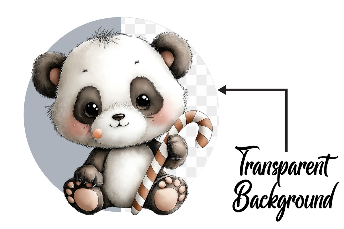 Whimsical Christmas Panda Clipart, an Illustration by Pixels.Craft (Photo 2 of 6)
