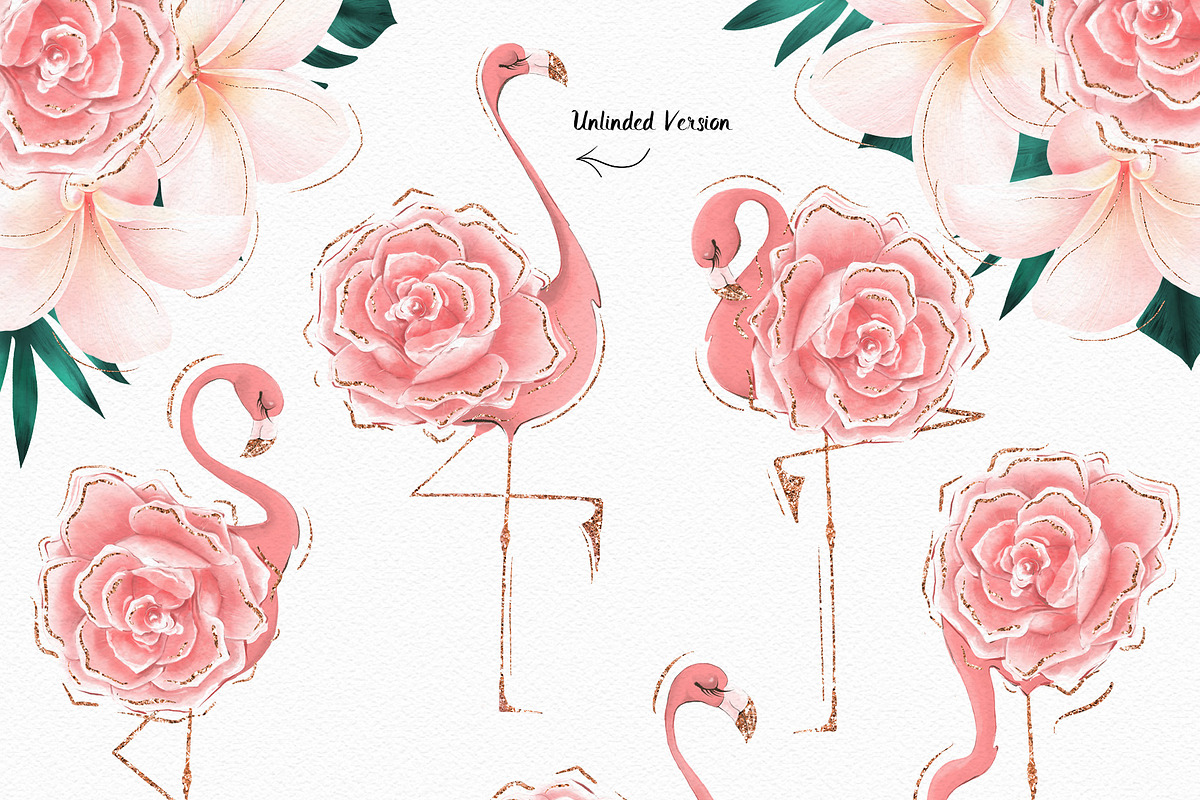 Tropical Flowers & Flamingos ClipArt, an Illustration by Pretty Little Lines (Photo 3 of 15)