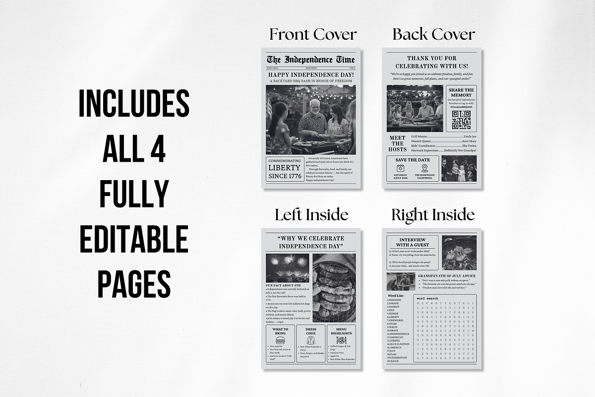 Newspaper Independence Day Invitatio, an Invitation Template by ZoloDesignHub (Photo 3 of 10)