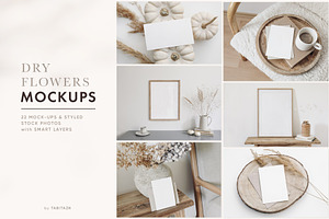 Dry Flowers Mock ups set, a Print Template by Tabita's shop