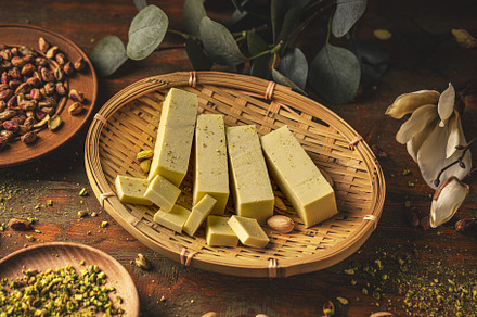 Homemade white chocolate fudge with pistachio, a Photo by Grafvision photography