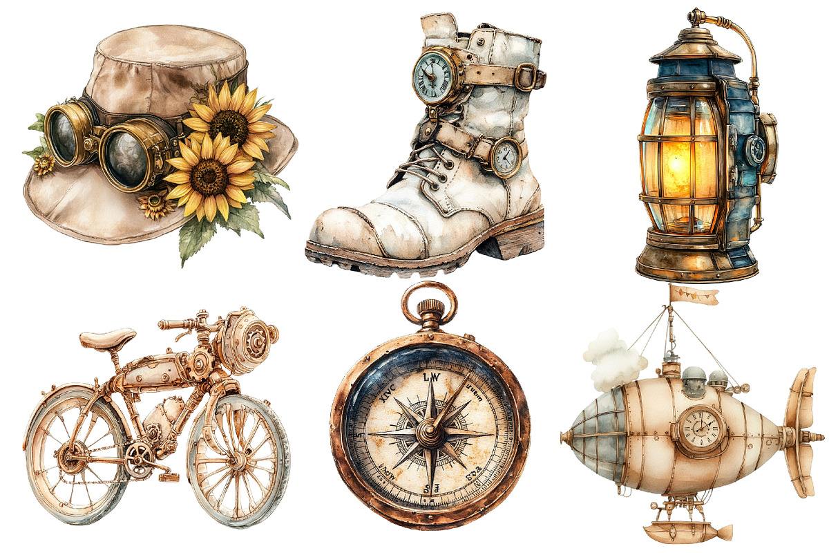 Steampunk Summer Clipart, a Seasonal Illustration by Designworld (Photo 3 of 6)
