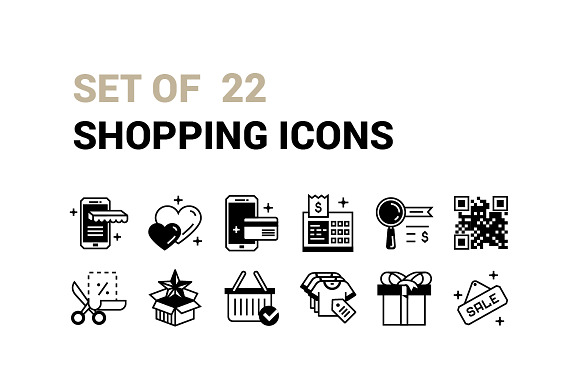 Set Of 22 Shopping Icons.
