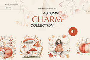 Autumn Charm Watercolor Collection, a Seasonal Illustration by Lumeno