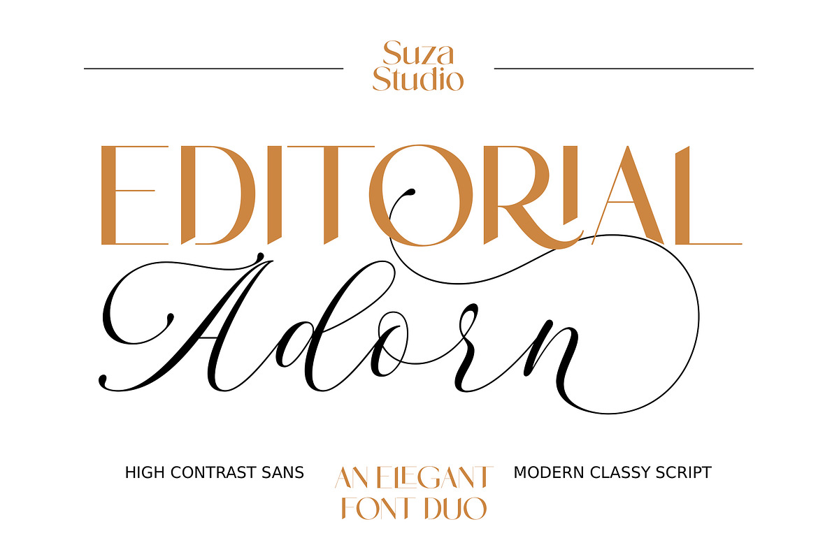 Editorial Adorn, a Script Font by Suza Studio (Photo 1 of 14)