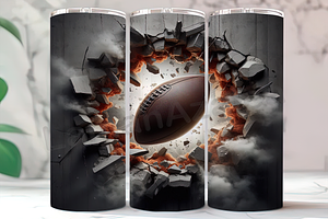 Cracked Wall 3D Football Tumbler, an Arts & Entertainment Photo by LamanAzalea