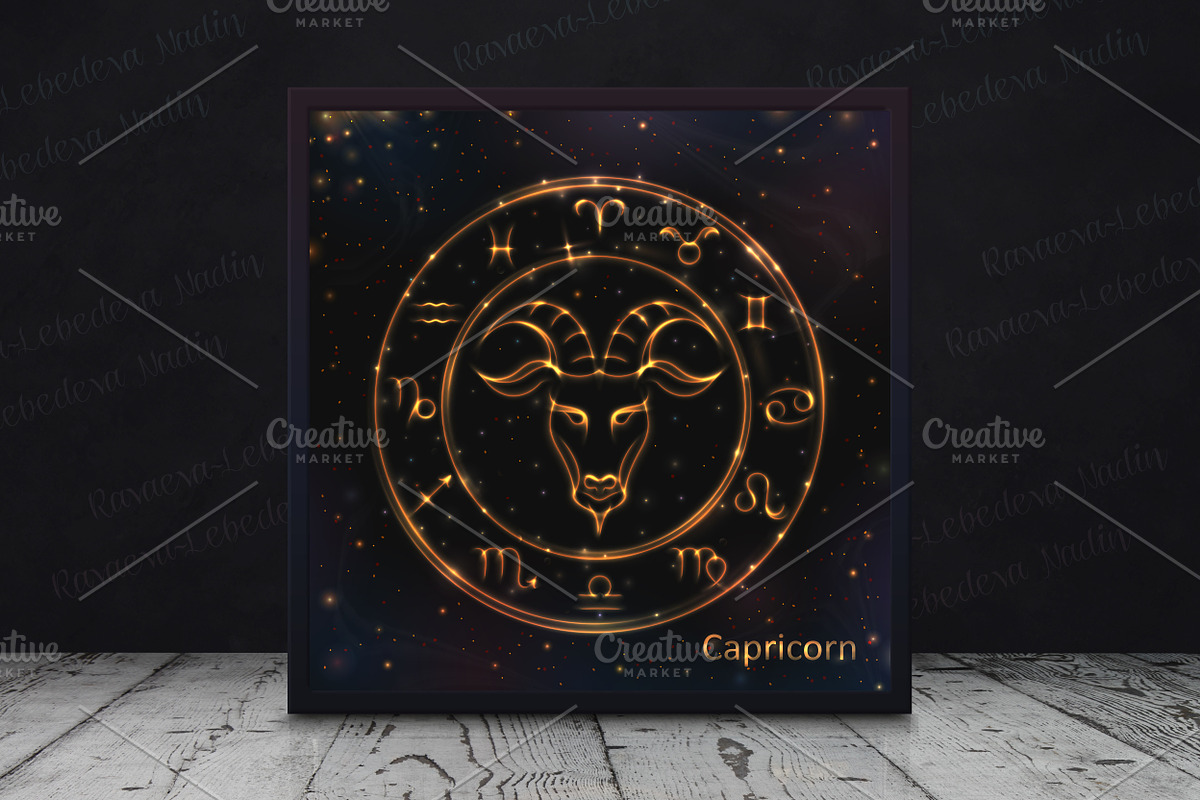 SET / GOLDEN ZODIAC SIGNS / VECTOR, an Animal Illustration by Nadin_Lebedeva (Photo 15 of 17)