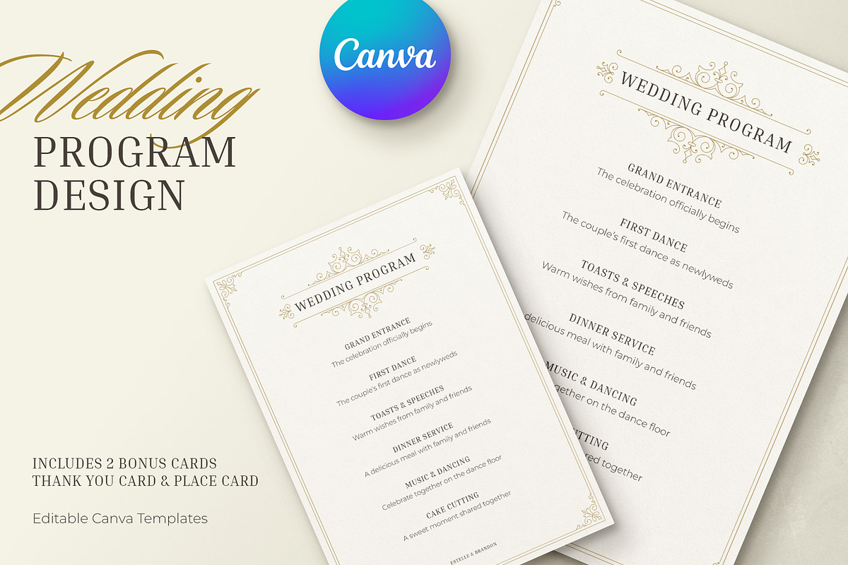 Vintage Wedding Program Template, a Stationery Template by Vasya Kobelev (Photo 1 of 7)