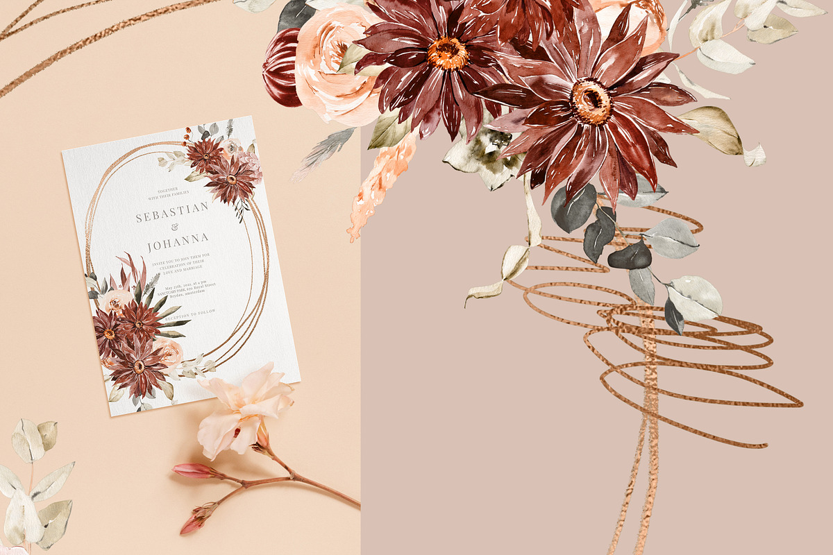 Burgundy Dahlia Fall Collection, an Illustration by Olga Koelsch (Photo 7 of 16)