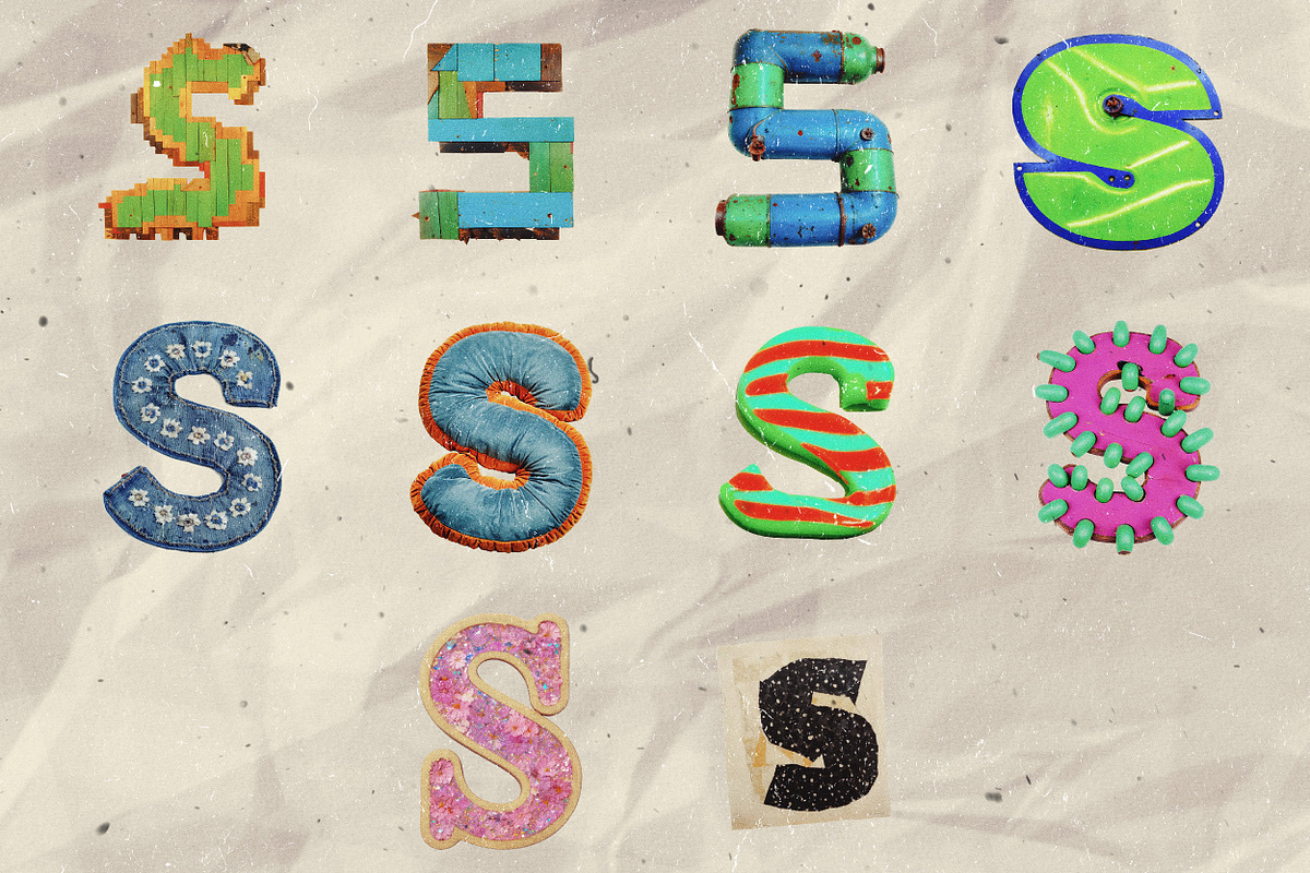 260 Stylized Alphabets (for collage), an Object Graphic by Megan Aili Designs (Photo 20 of 28)