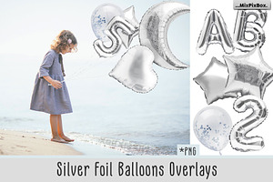 Silver Foil Balloons Photo Overlays, an Object Graphic by MixPixBox