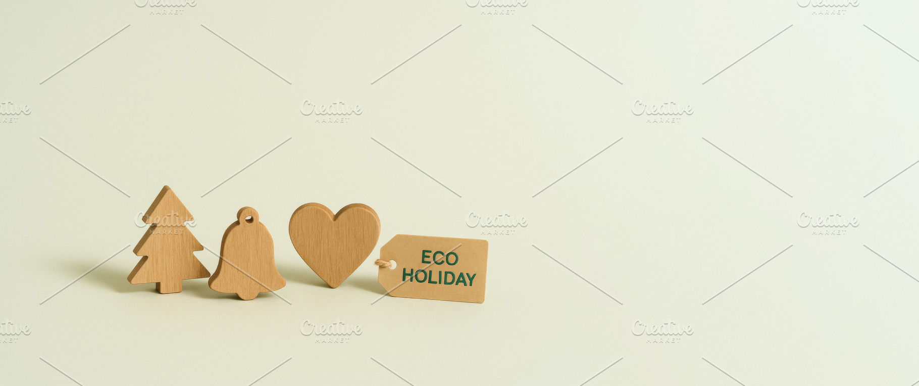 Eco holiday symbols on neutral backg, a Photo by Dvoevnore photos