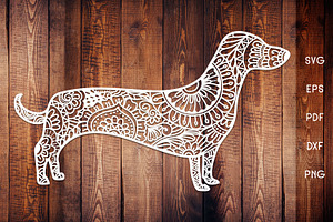Dachshund Dog Zentangle SVG - Vector
