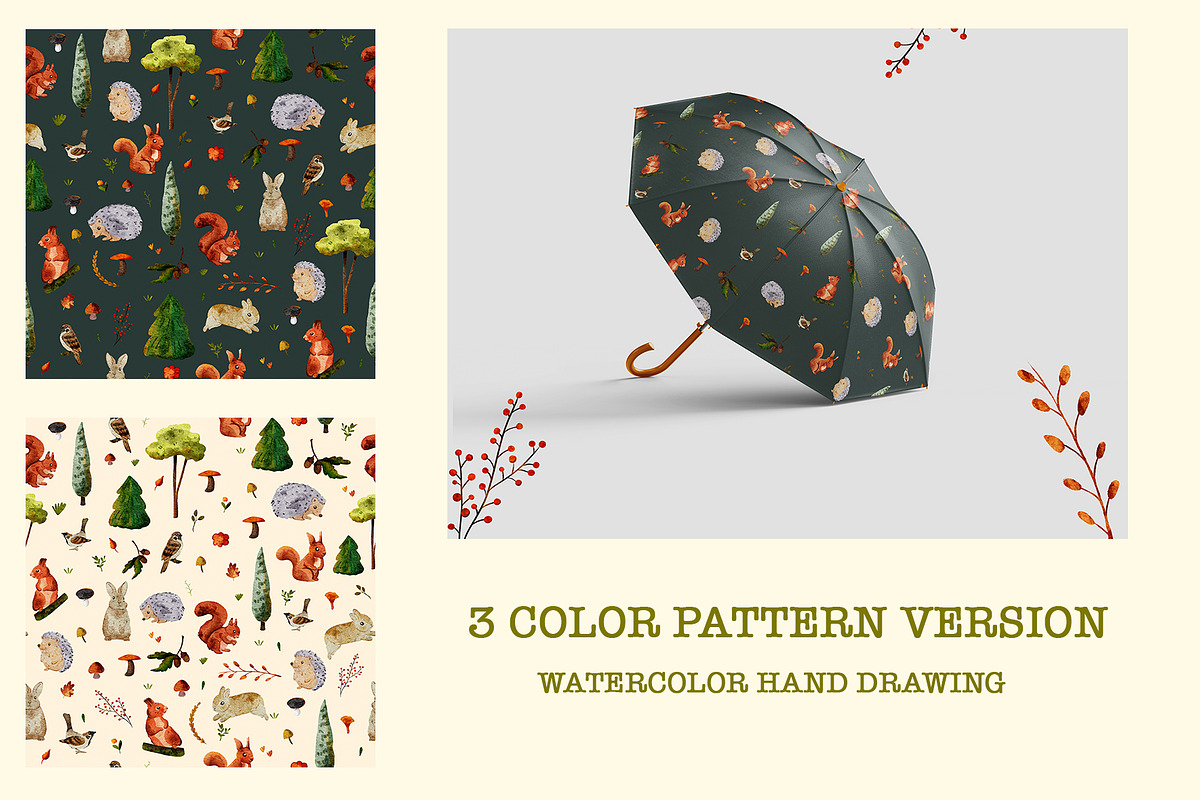 Watercolor Woodland Animals, a Pattern Graphic by KlymchukArtworks (Photo 7 of 8)