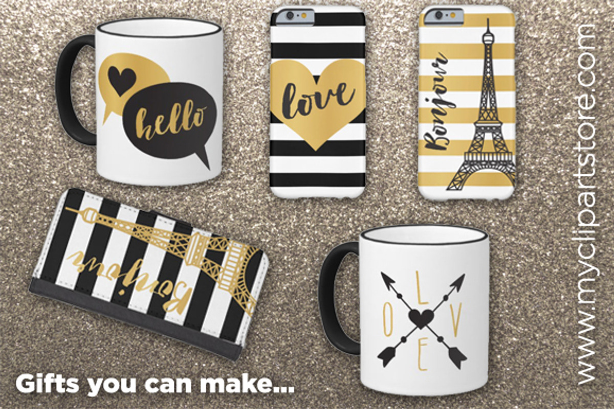 Valentine's Day Black & Gold Clipart, an Illustration by MyClipArtStore (Photo 7 of 7)