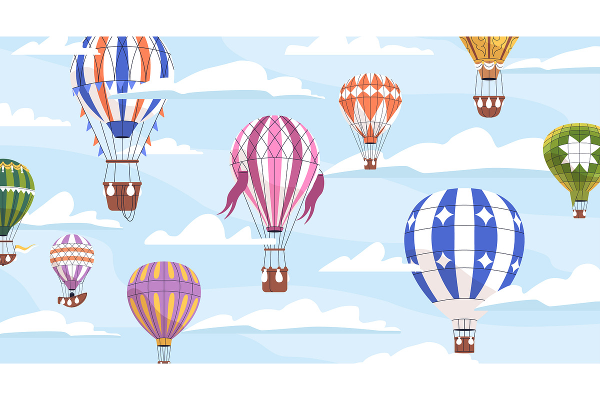 Hot air balloons flying templates, a Transportation Illustration by Good Studio (Photo 3 of 8)