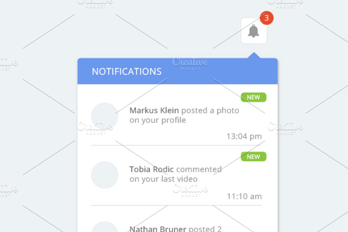 Clean notification dropdown designs, a Templates & Theme by Design & photo resources (Photo 1 of 4)