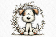 Whimsical Spring Dog Clipart PNG, an Illustration by Craft Nest (Thumbnail 11 of 11)