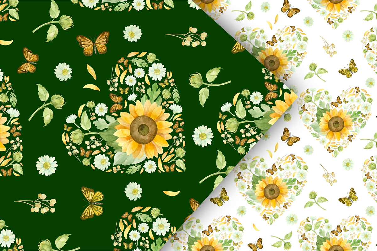 Floral Hearts Clipart & Patterns, a Decorative Illustration by Valin Malin (Photo 10 of 16)