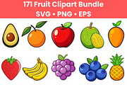 Fruit Clipart Bundle, a Food Illustration by Awieee1 (Thumbnail 1 of 5)