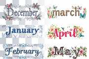 12 Months Lettering Clipart, a Seasonal Illustration by Loony Dream Designs (Thumbnail 2 of 4)