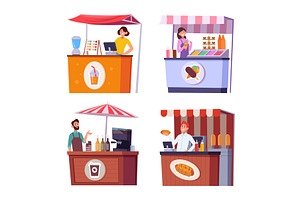 Street food. Urban food vendors, a Food Illustration by Onyx