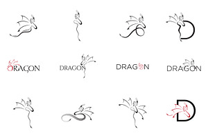 30 Stylized Black Dragons