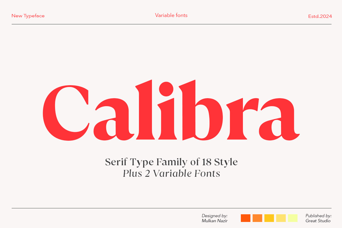 Calibra 20 Fonts | Save 40%, a Serif Font by Mulkan Nazir (Photo 1 of 17)