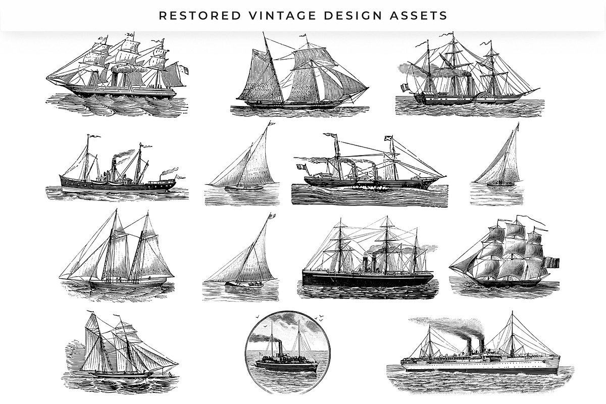 Vintage Steam and Sail Clipart, a Transportation Illustration by Century Library (Photo 3 of 8)