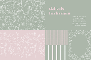 Delicate Herbarium Seamless Patterns