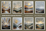 Golden Sunrise Landscape Art, a Decorative Illustration by Housui Patterns (Thumbnail 2 of 12)
