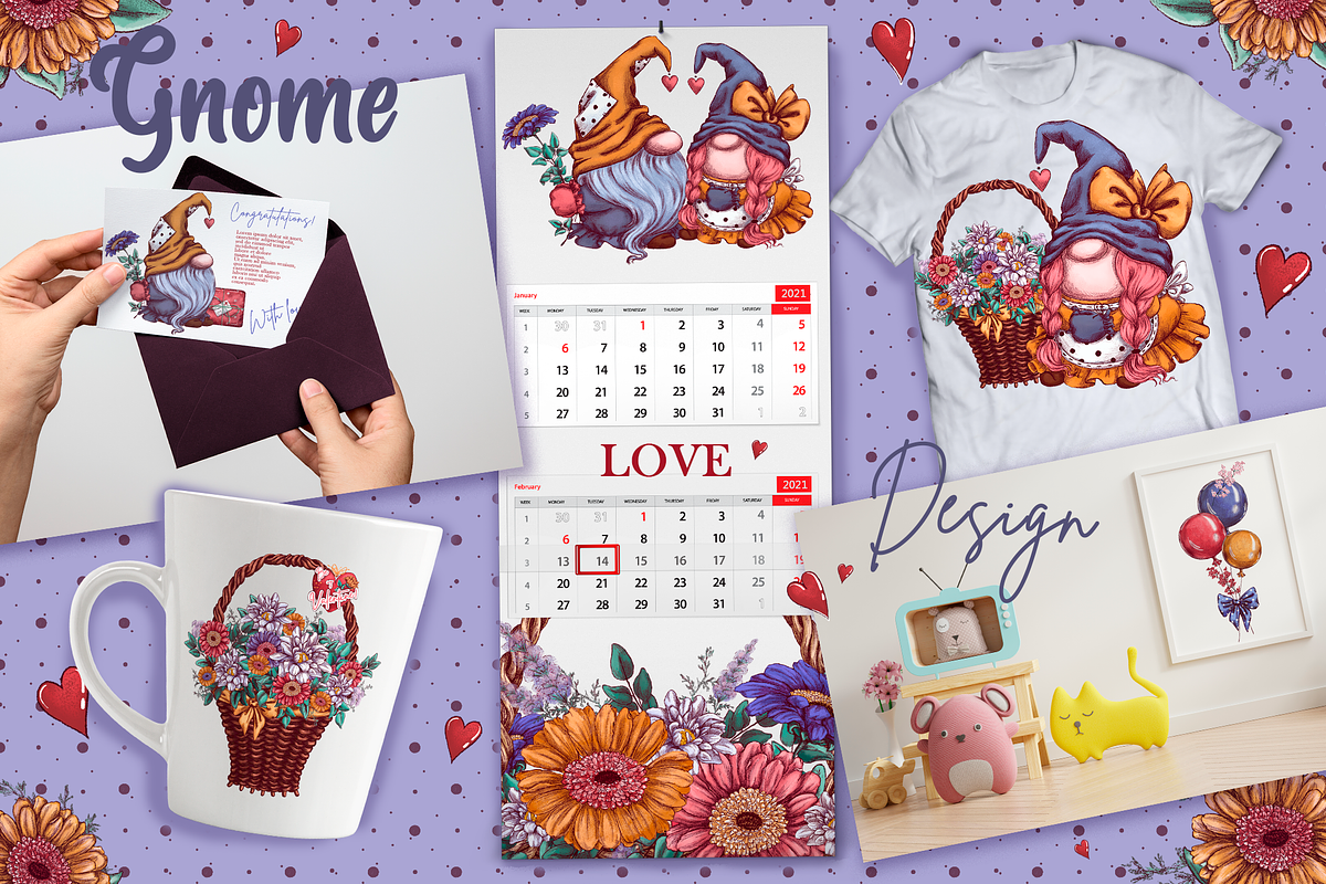 Gnomes, love and flowers., an Illustration by Maycat_store (Photo 7 of 9)