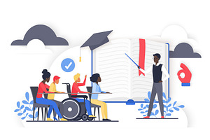 Inclusive education classroom, an Education Illustration by Lemberg Vector