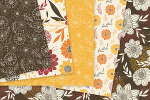 Vector Autumn Floral Digital Paper