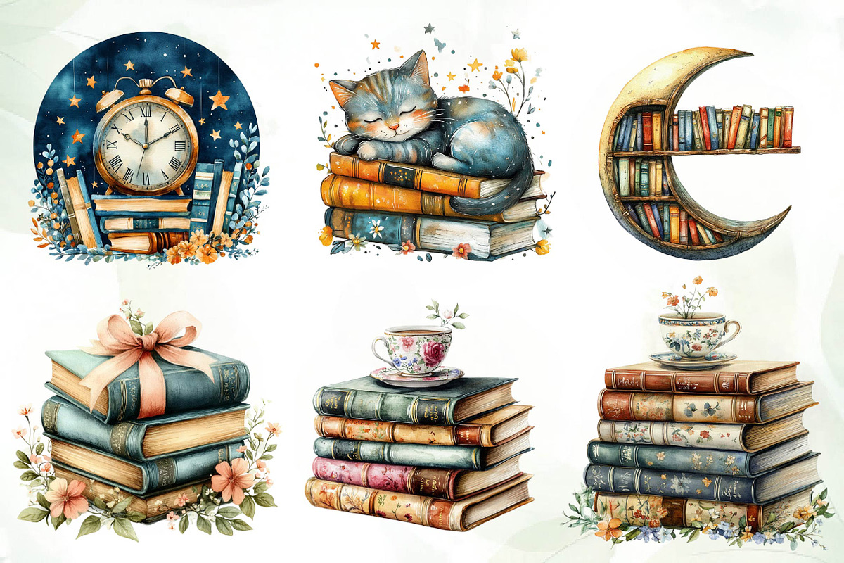 Whimsical Library Clipart, an Illustration by CreationArt (Photo 2 of 5)