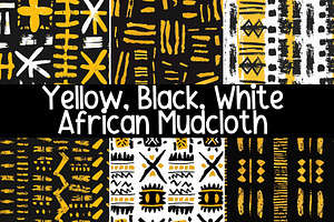 Yellow Black African Mudcloth