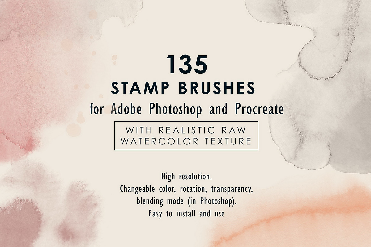 Raw Watercolor PS & Procreate Stamps, a Brush Add-On by Struvictory.art (Photo 2 of 8)