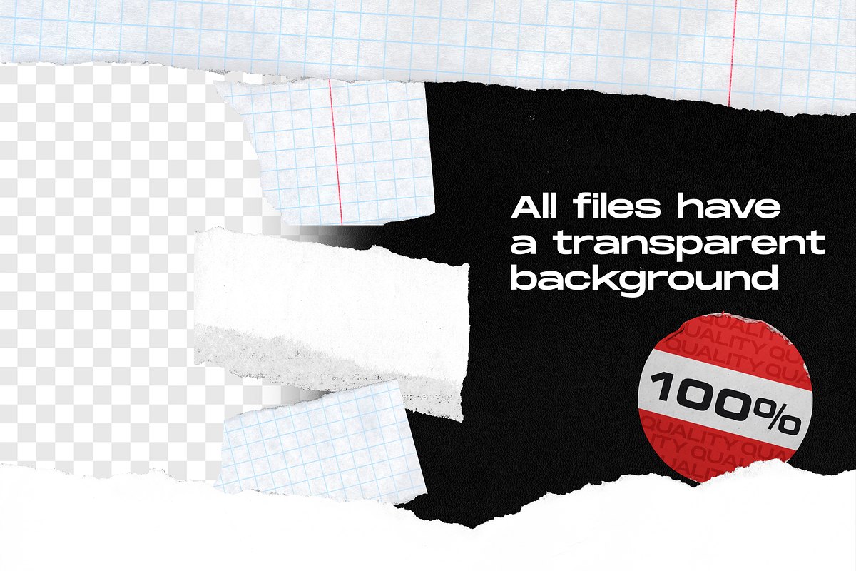 40+ Ripped Paper Transparent Shapes, a Texture Graphic by Roman Paslavsky