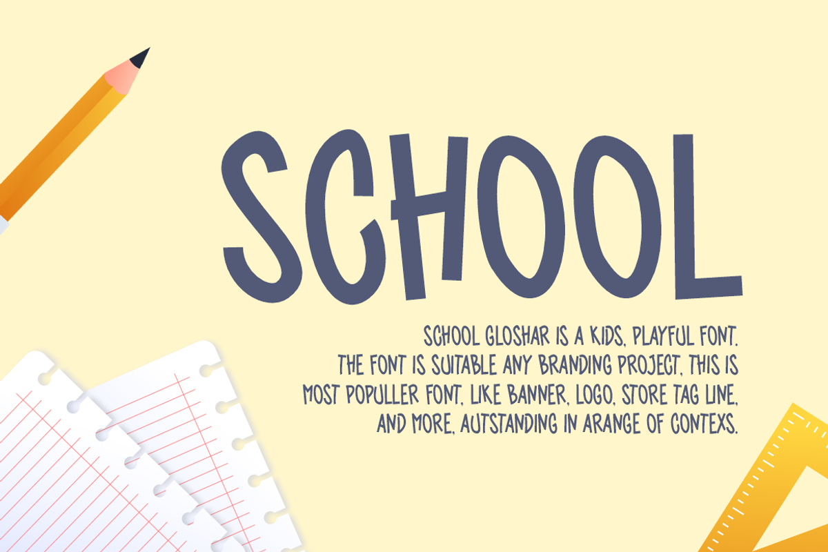 School Gloshar Font, a Handwritten Font by QR Design Studio (Photo 3 of 6)