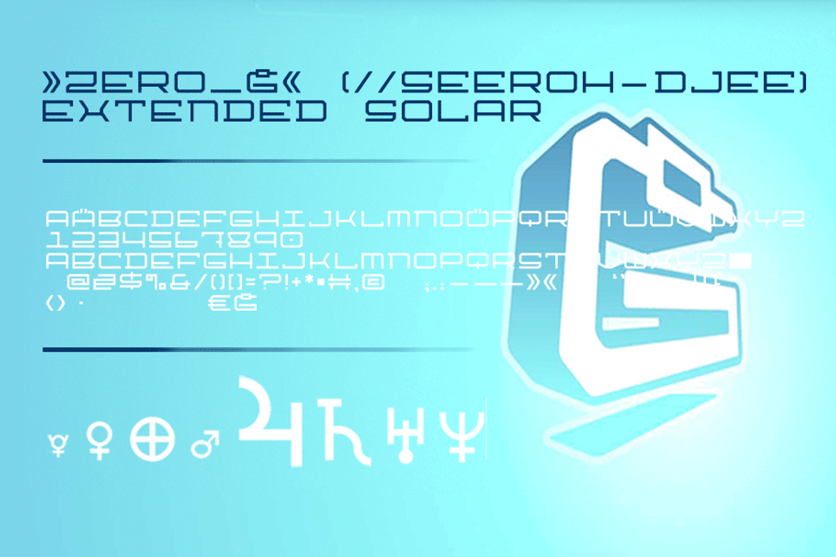 Zero_G-Extended_Solar, a Font by _//_//\/\_//_//\/\
