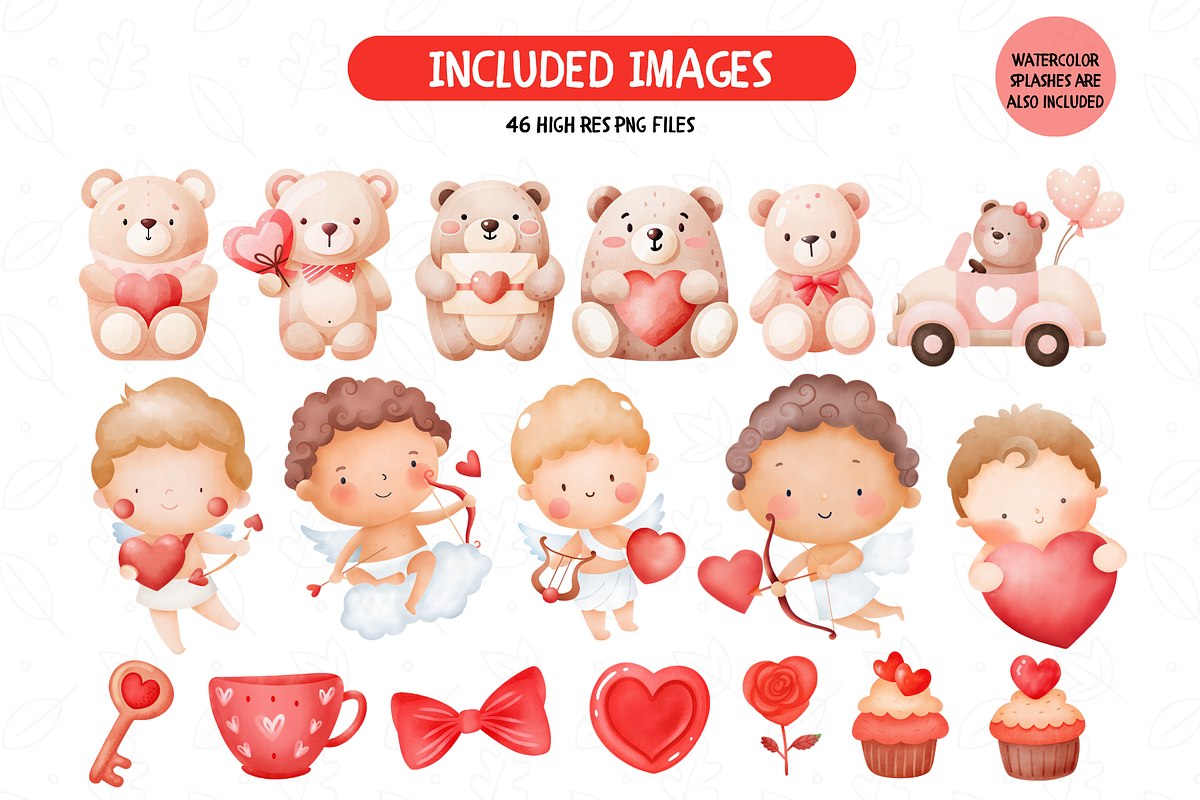 Cute Love Whimsy Valentines Clipart, an Illustration by TatiMockup (Photo 3 of 6)