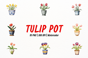 Realistic Tulip in Vintage Pot, an Illustration by New-School-Wave