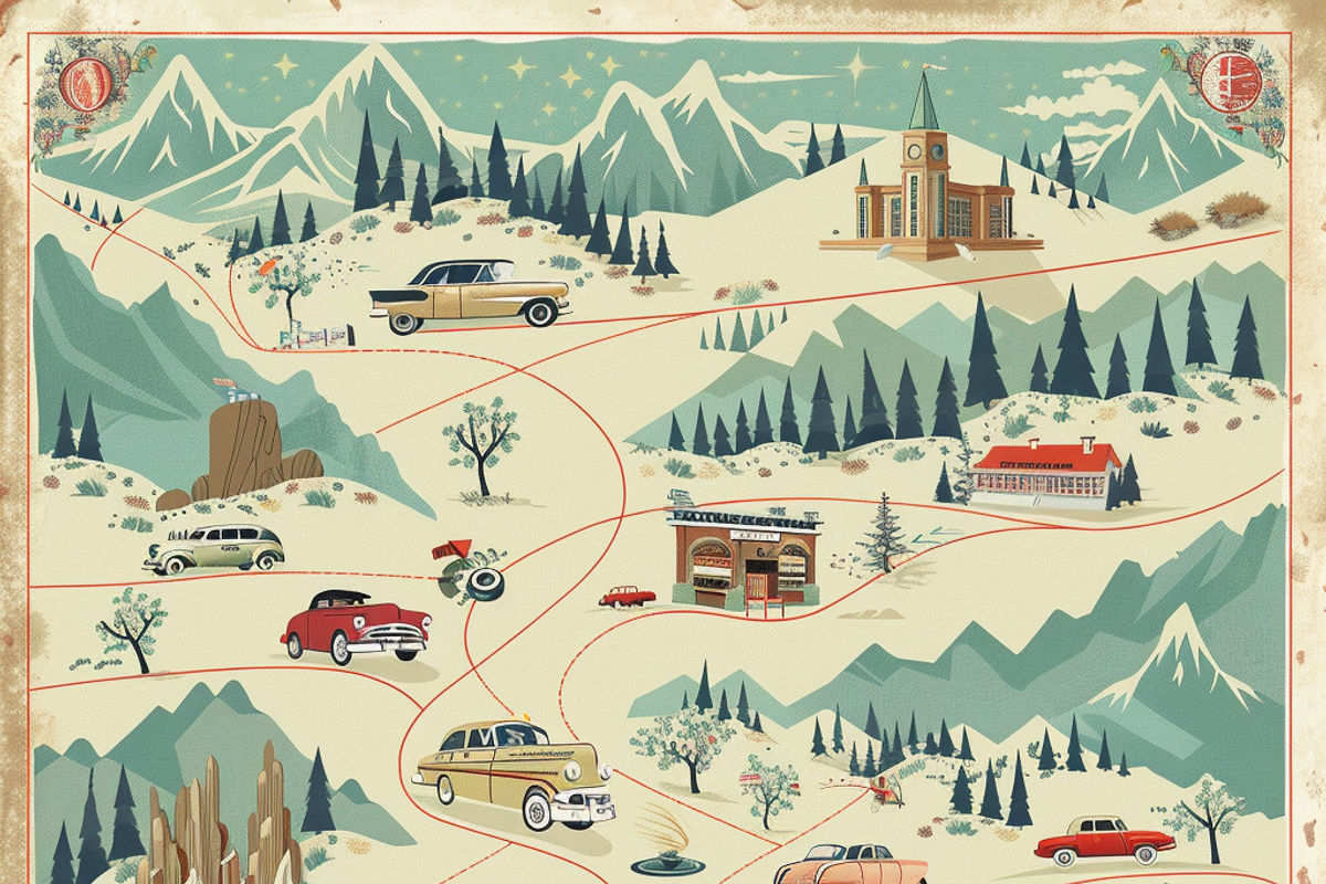 Retro Road Trip Map, a Background Graphic by Printable Treasure (Photo 8 of 9)