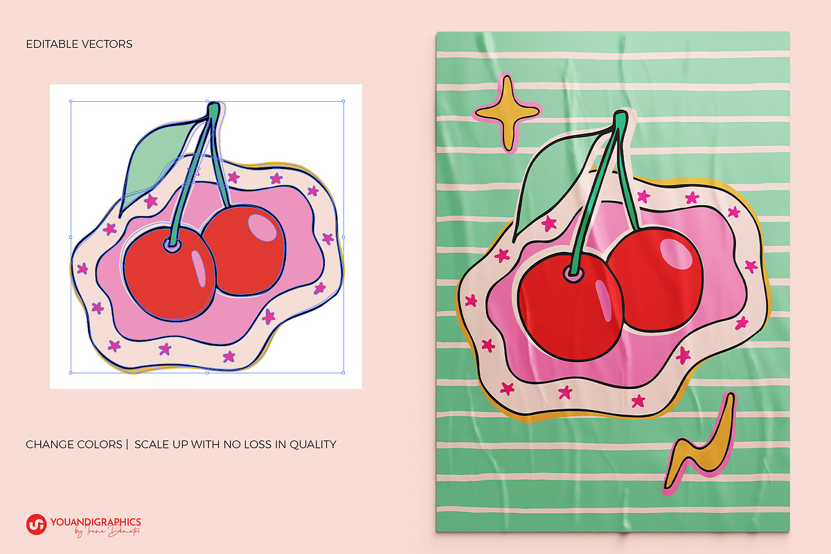 Strawberries & Cherries Graphics Set, a Graphic by Youandigraphics (Photo 2 of 15)