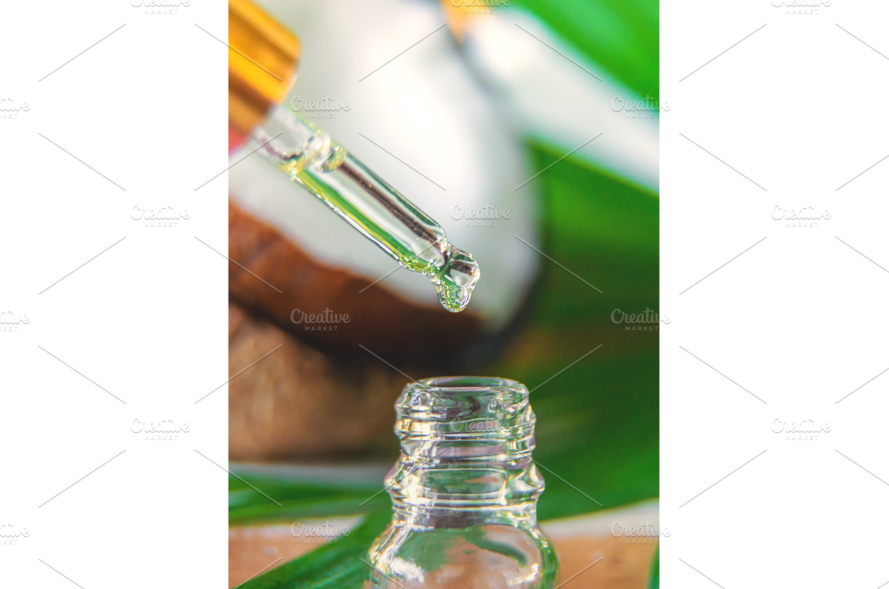 Natural coconut oil in a bottle, a Food & Drink Photo by yanadjana