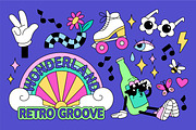 Retro stickers in groovy style set, a Decorative Illustration by PaperTrident (Thumbnail 3 of 8)