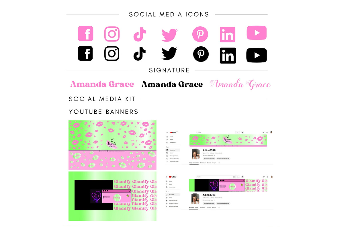 Pink and Green Brand Kit Canva, a Branding & Logo Template by CopertiniStudio (Photo 5 of 8)